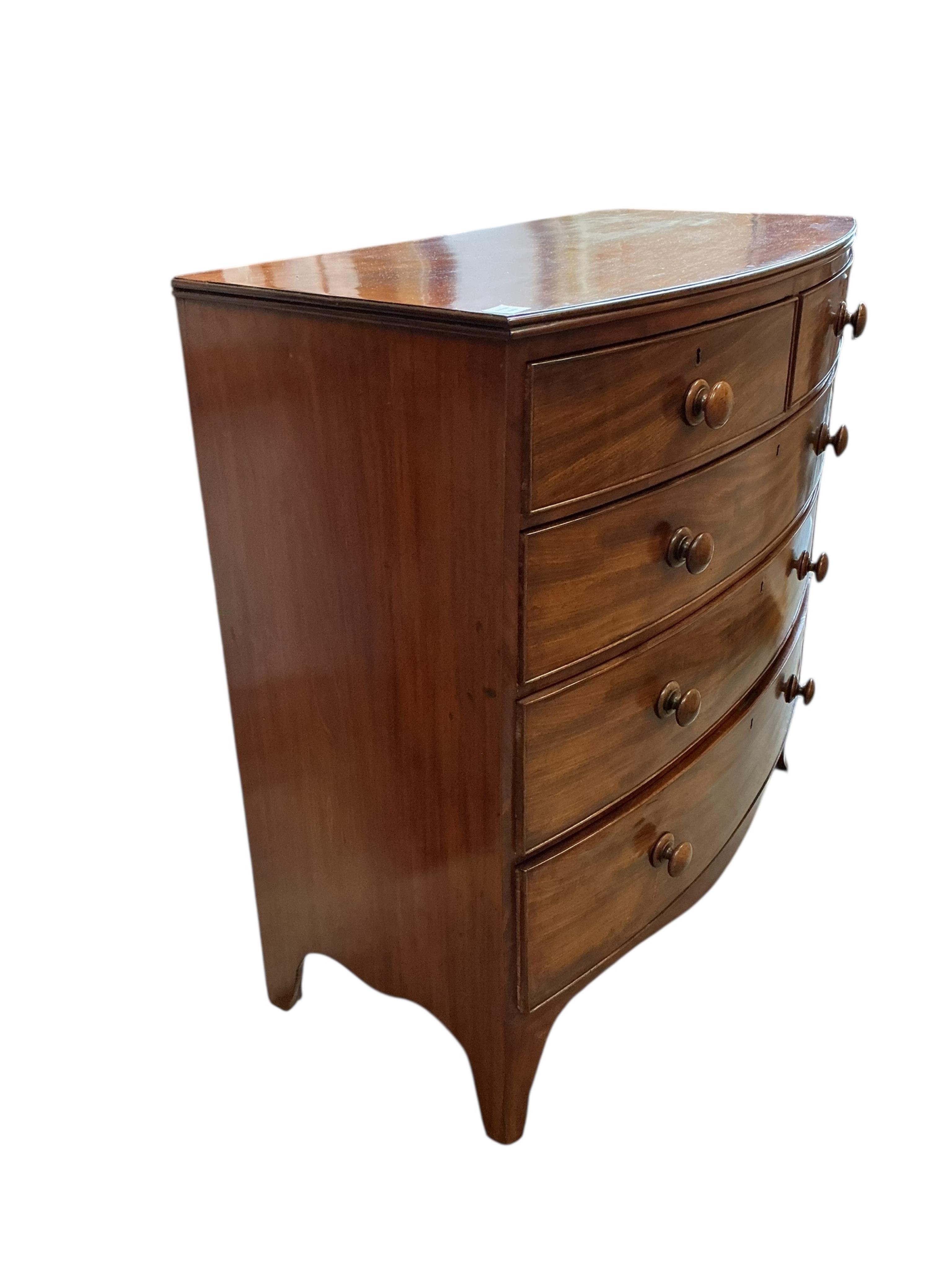 A Victorian mahogany bowfront chest of drawers, width 108cm, depth 53cm, height 106cm